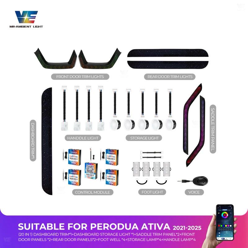 VE Perodua Ativa OEM Ambient Light (2 Design)