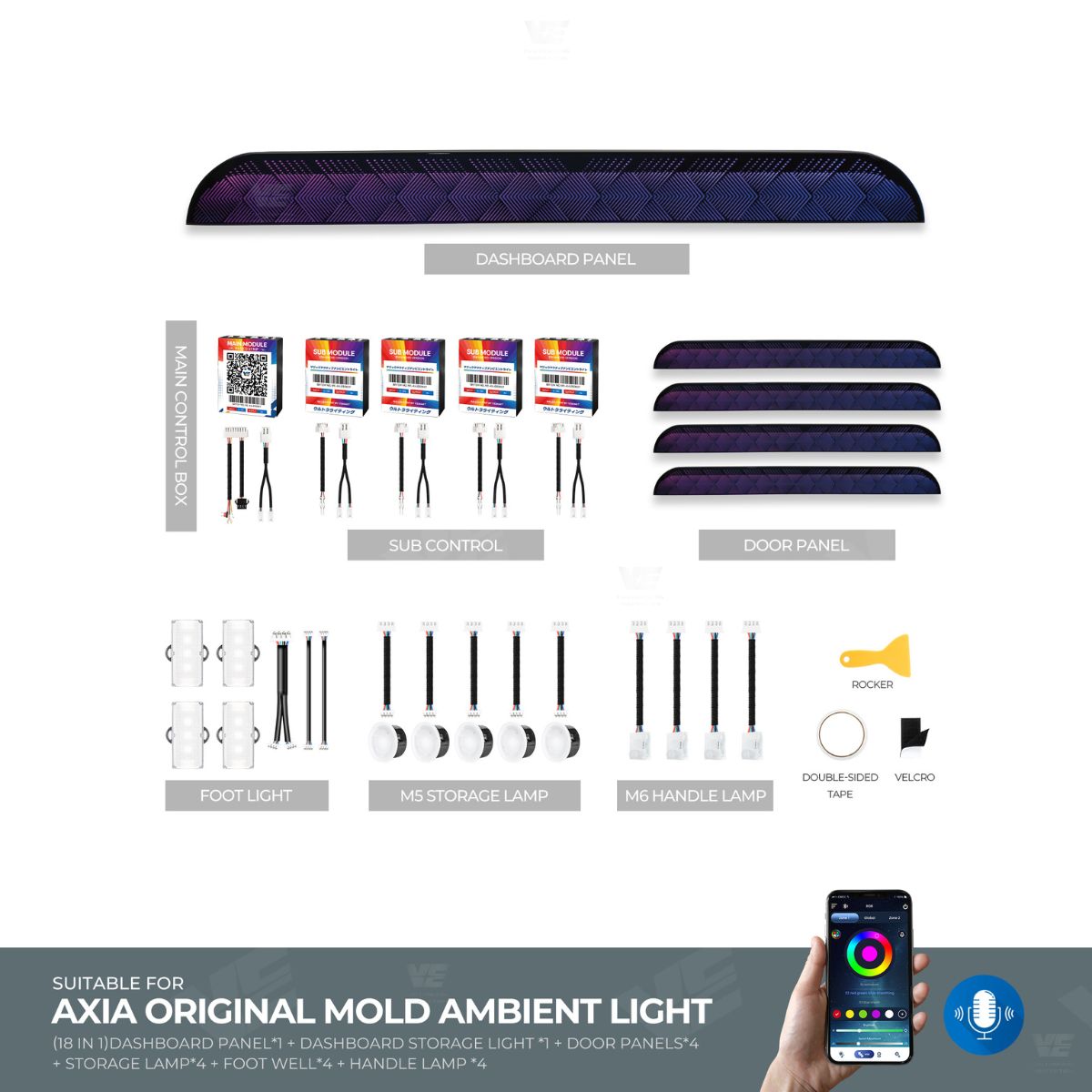 VE Perodua Axia 2023-2025 OEM Ambient Light (2 Design)